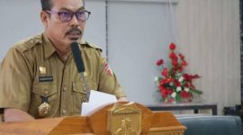 Pejabat Sekda Touna, Alfian Matajeng Saat Memberikan Sambutan di Kegiatan Penguatan Kapasitas Hak Asasi Manusia Bagi ASN di Touna
