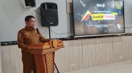 Kepala BPKAD Touna, Dr. Rismanto Laide, ST.,MM Saat Memberikan Sambutan dj Kegiatan Launching Aplikasi Avatar.