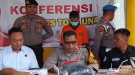 Wakapolres Touna, Kompol Mulyadi Pimpin Konferensi Pers Pengungkapan Kasus Pencabulan Anak di Bawah Umur.