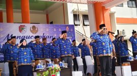Bupati Touna, Ilham Lawidu Memimpin Upacara Peringatan Hari Ulang Tahun Korpri Ke-54 Tahun.