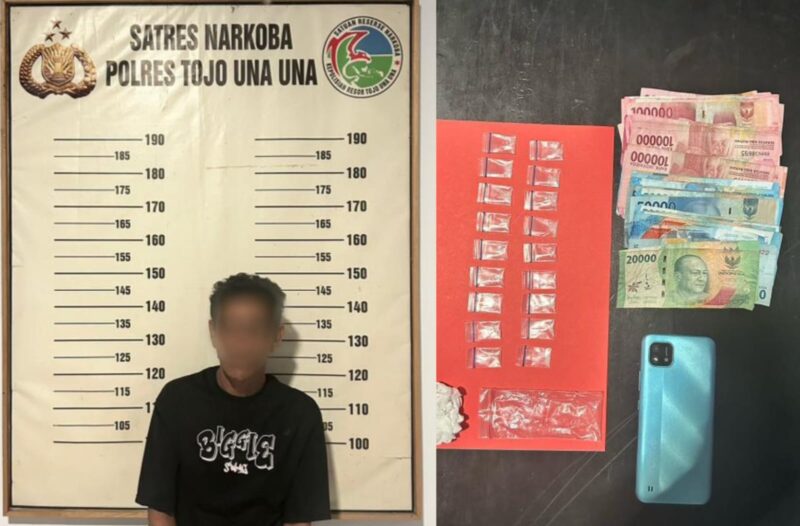 Seorang Pria berinisial H.D (58), Warga Desa Malei Tojo, Kecamatan Tojo Barat Saat di Amankan di Polres Touna.