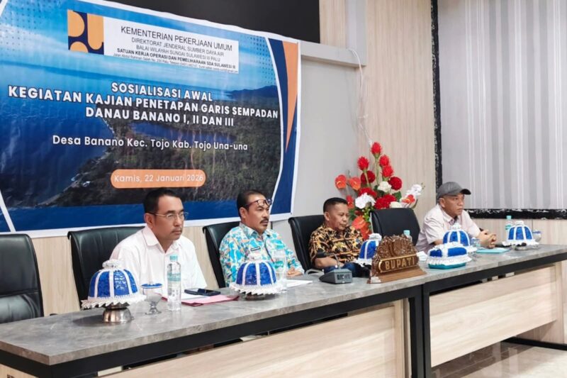 Foto : Kementerian PUPR Sosialisasikan Awal Kajian Penetapan Garis Sempadan Danau Banano Kecamatan Tojo.