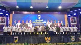 Bupati Touna, Ilham Lawidu Saat Menghadiri Rapat Koordinasi Asta Cita di Morowali. (Foto : Linda/Prokopim)