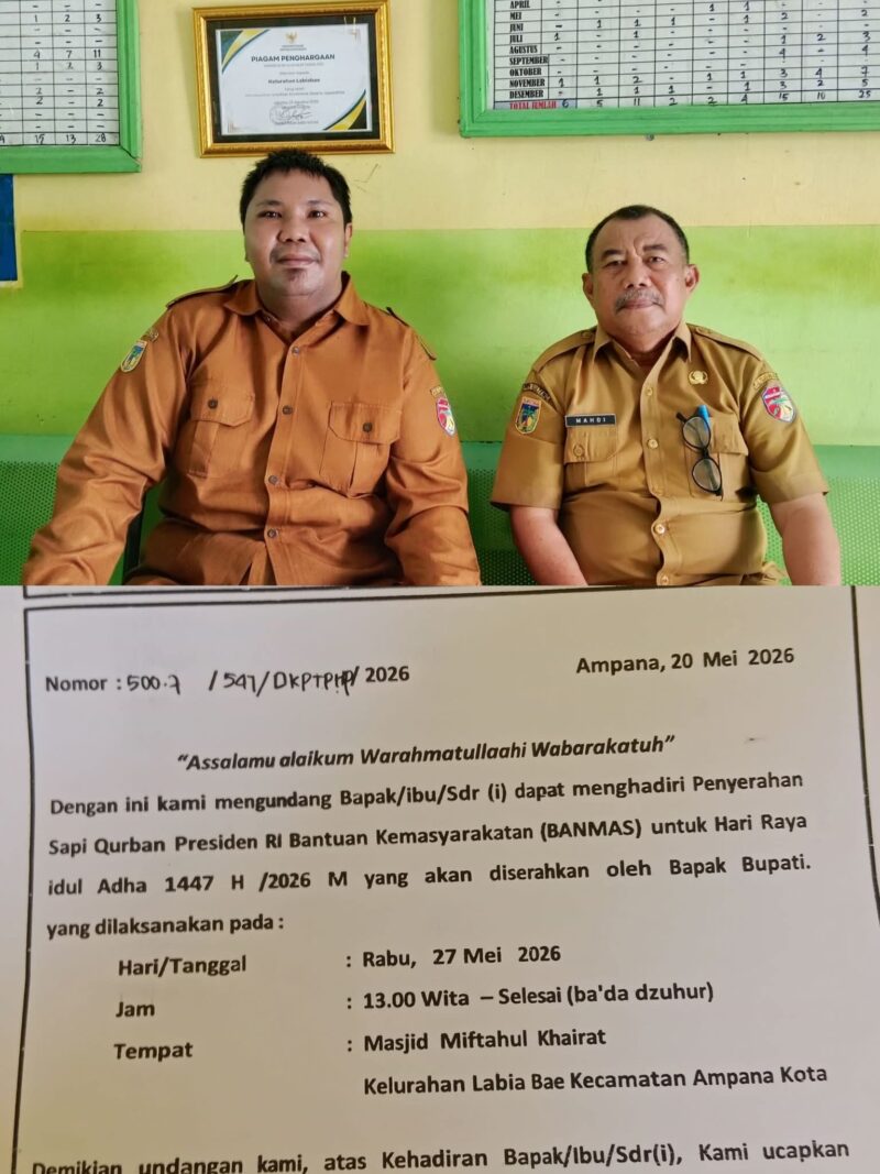 Kelurahan Labiabae Terima Bantuan Sapi Kurban Presiden Republik Indonesia.