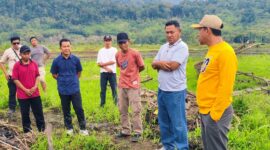 Bupati Ilham Lawidu Didampingi Kadis PUPR Meninju Lokasi Perencanaan Pembangunan dan Normalisasi Sungai di Desa Mpoa Kecamatan Ampana Tete.