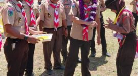Bupati Ilham Lawidu Saat Menghadiri Kemah Kembara di Desa Olilan Kecamatan Walea Kepulauan Dalam Rangka Memperingati Hari Pramuka Ke-65 Tahun.