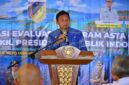Bupati Touna, Ilham Lawidu Saat Memberikan Sambutan Pada Rapat Koordinasi Evaluasi Asta Cita.
