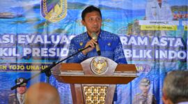 Bupati Touna, Ilham Lawidu Saat Memberikan Sambutan Pada Rapat Koordinasi Evaluasi Asta Cita.