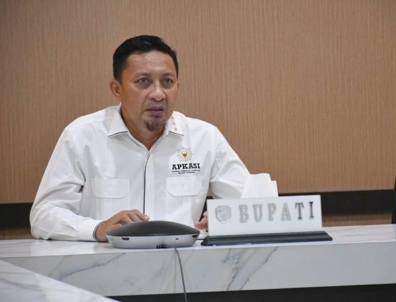 Bupati Touna, Ilham Lawidu Saat Mengikuti Reboan Secara Dering Bersama Kemendagri.